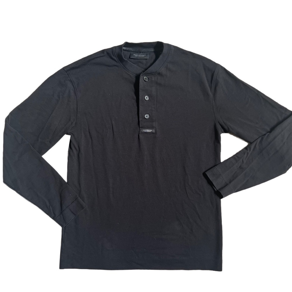 SCOTCH AND SODA BLACK LONG SLEEVE HENLEY T-SHIRT SIZE SMALL